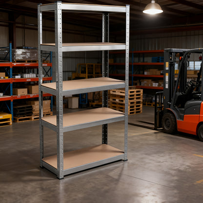 5-tier Heavy-duty Racking, Bolt-free Industrial Racking, Adjustable Metal Storage Rack, Maximum Load Capacity Up to 875kg, Store Display Rack for Home, Garage, Shed, Warehouse, Office, Basement, 150/180cm, Utility Racks