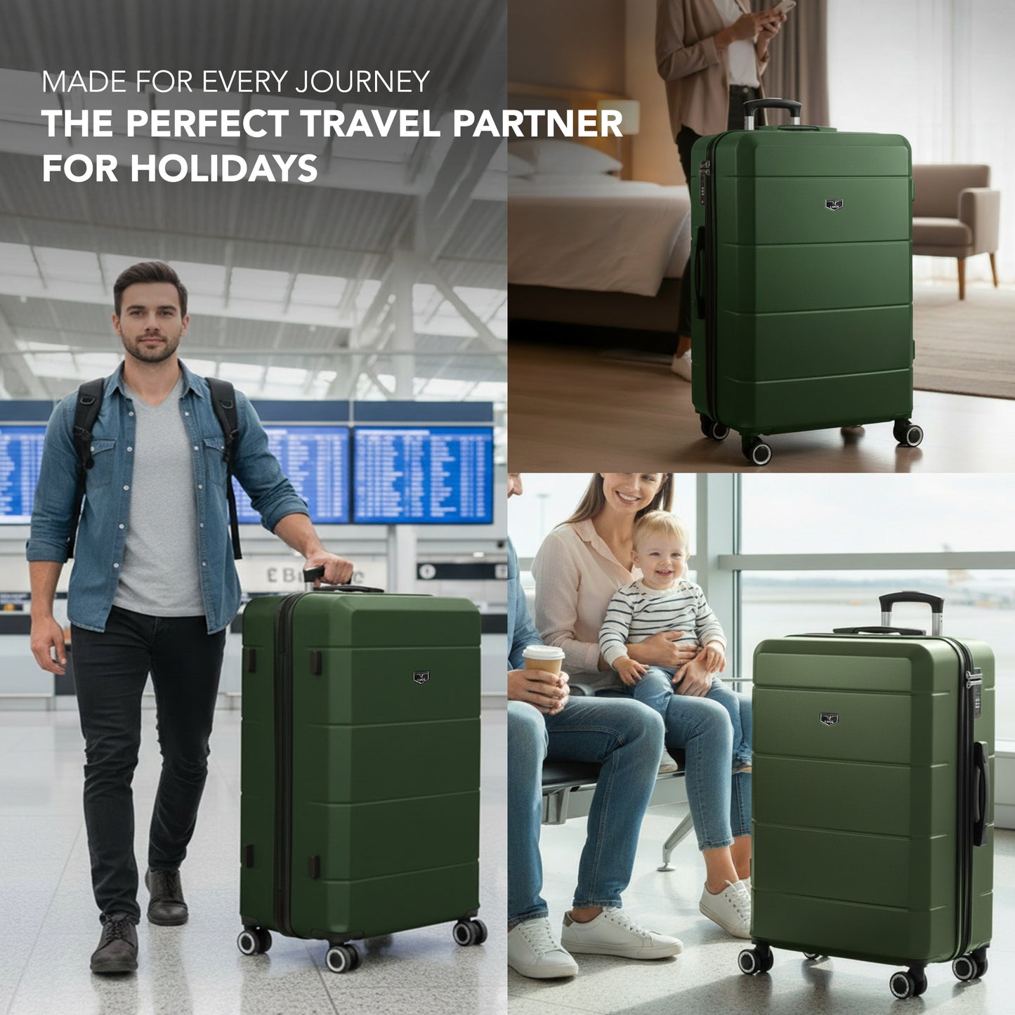 LUGG - Jetset 75x49x29cm Large Suitcase – Lightweight Hard Shell Luggage with TSA Lock – Water-Resistant ABS Spinner Suitcase – 4 Wheels Travel Bag- Midnight Blue (28 inch)