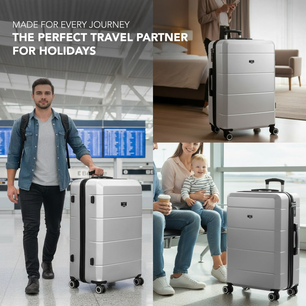 28 Inch Large Suitcase Lightweight ABS Hard Shell with TSA Lock & 4 Spinner Wheels - 75x49x29cm Check-In Luggage, Water-Resistant, UK Stock