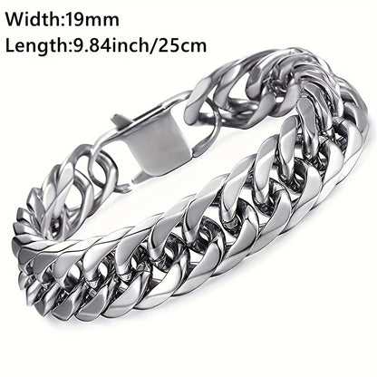 16/19/21Mm Width 316 Stainless Steel Curb Bracelet Hip Hop Party Men'S 316 Stainless Steel Bracelet Heavy Chain