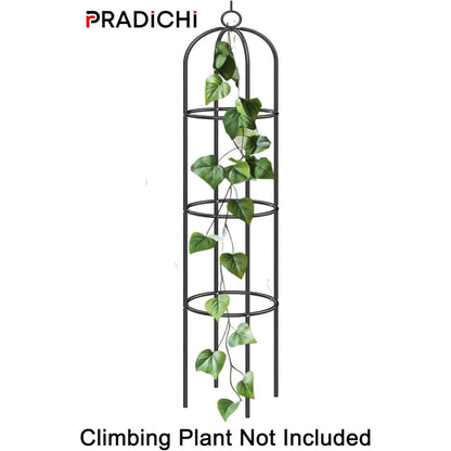 Steel Garden Obelisk Plant Support Trellis 1.9m | Black Weather-Resistant Metal Cylindrical Frame for Climbing Plants (Plant Not Included)