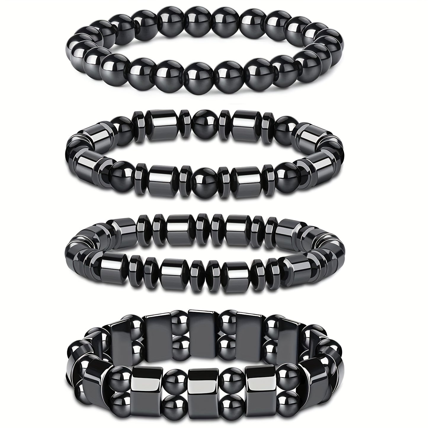 4pcs Men'S Fashion Sports Black bangle bracelet Handcrafted Retro-Style Body Jewelry Creative Handsome Gift