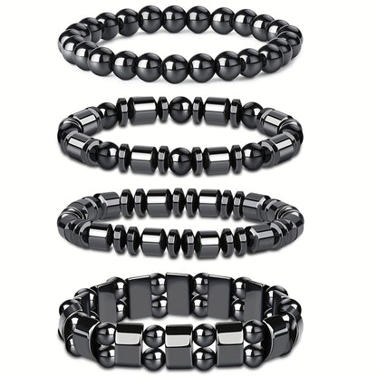 4pcs Men'S Fashion Sports Black bangle bracelet Handcrafted Retro-Style Body Jewelry Creative Handsome Gift