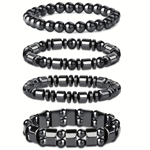 4pcs Men'S Fashion Sports Black bangle bracelet Handcrafted Retro-Style Body Jewelry Creative Handsome Gift