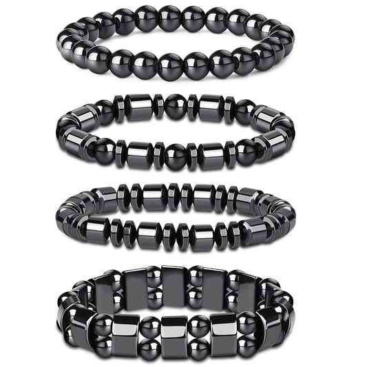 4pcs Men'S Fashion Sports Black bangle bracelet Handcrafted Retro-Style Body Jewelry Creative Handsome Gift
