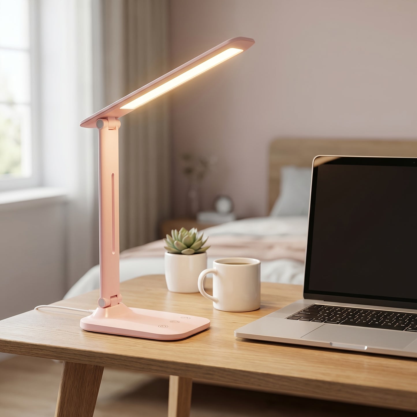 LED Desk Lamp, 5 Color Temperature Modes, Flicker-free, Eye Protection. Touch Switch with Timer Function, USB Powered. Suitable for Home, Office, Reading, Studying, and Working