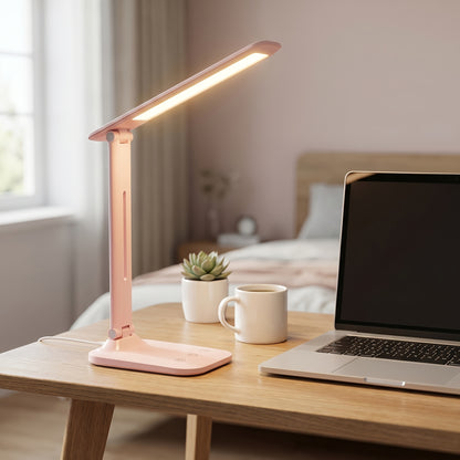 LED Desk Lamp, 5 Color Temperature Modes, Flicker-free, Eye Protection. Touch Switch with Timer Function, USB Powered. Suitable for Home, Office, Reading, Studying, and Working