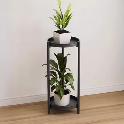 1PC Double-layer Balcony Plant Rack, Floor-standing Plant Rack - Black, Living Room Bonsai Display Rack, Iron Plant Rack, Diameter 27 * Height 60