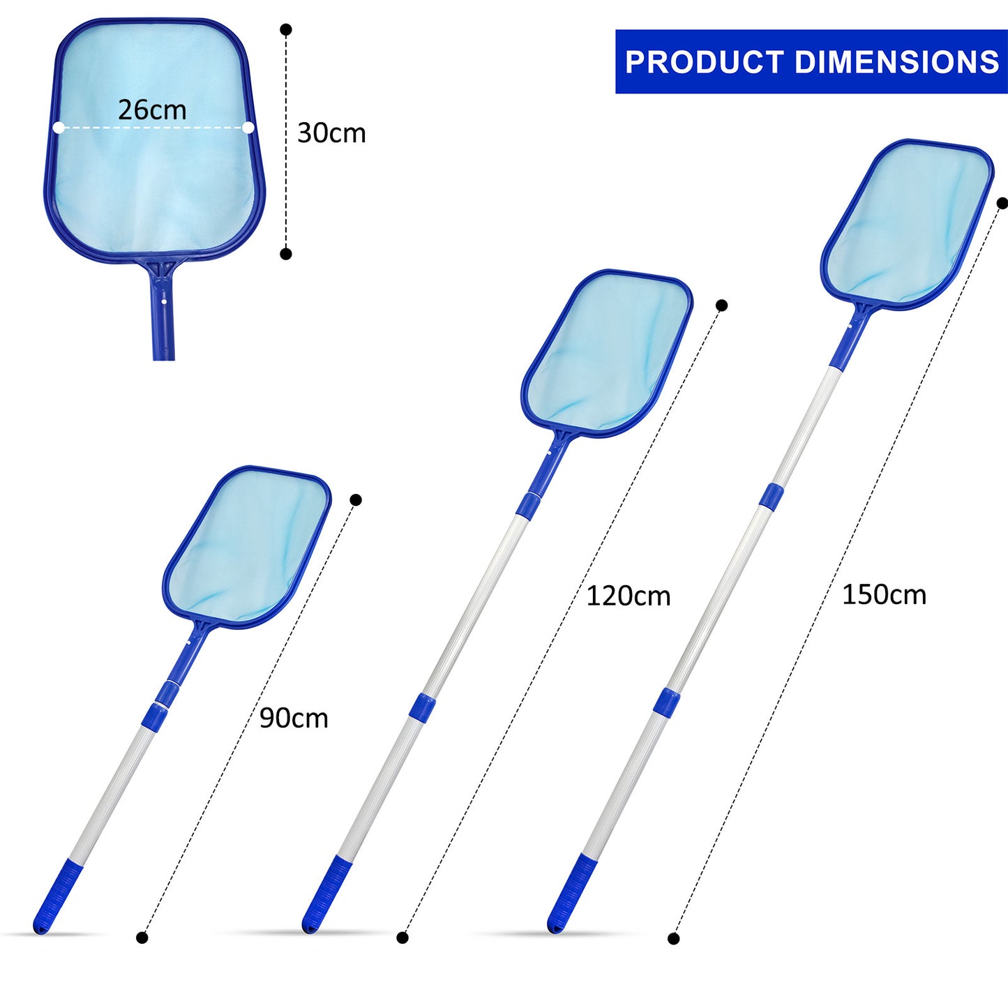 Swimming Pool Cleaning Net - Pool Skimmer Net with Extendable Telescopic Pole - Hot Tub Pond Skimmer Fine Mesh for Cleaning Pool Surface Fountain Spa Fish Tank