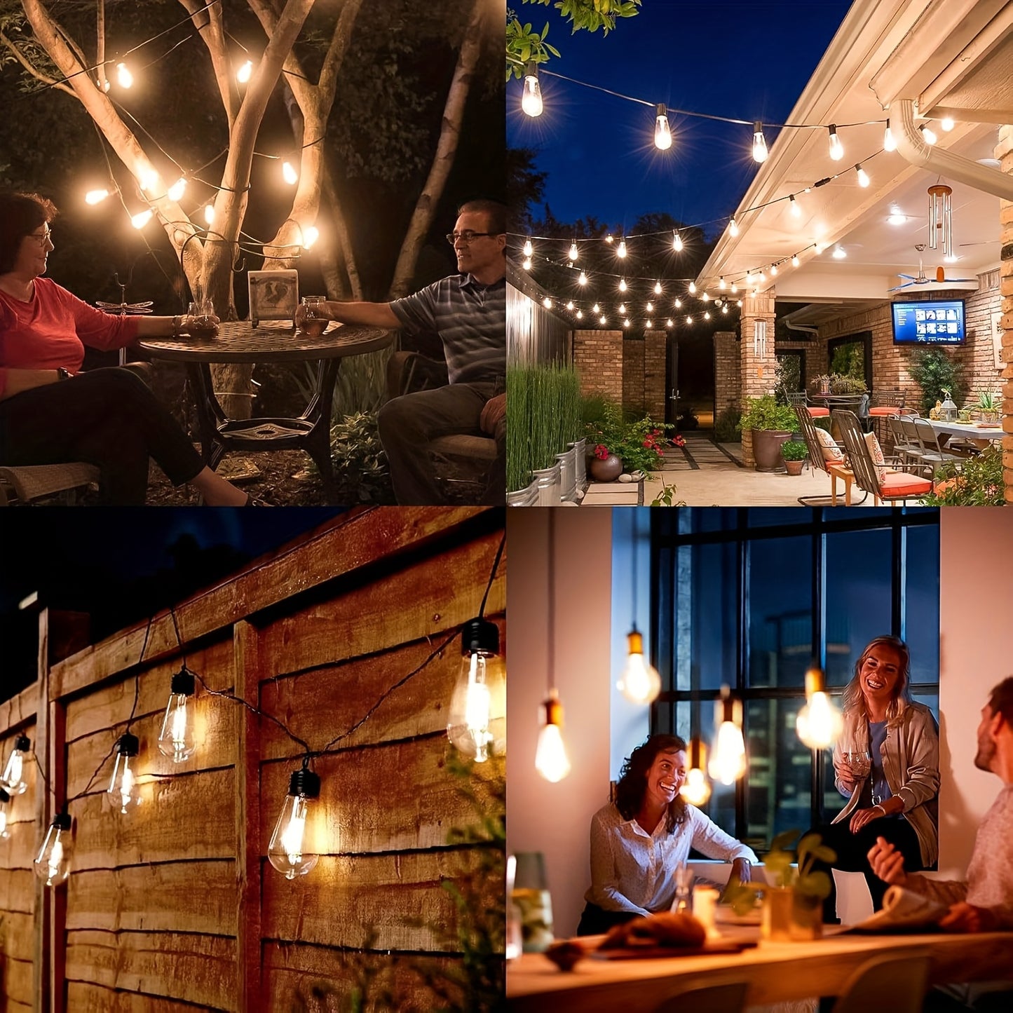 50F/30.48meter(15.24meter*2) LED Outdoor Courtyard Lights - with Remote Control, And Edison Bulb, Solar Powered, Automatic On/off, Energy-saving And Worry-free, Can Be Connected for Garden Porch Backyard Balcony Cafe Lighting