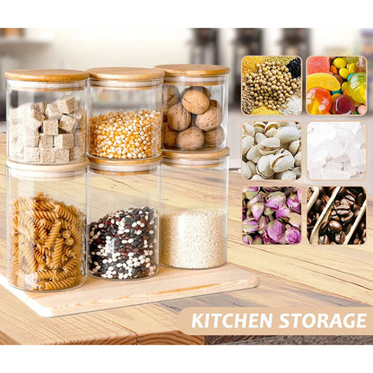 Glass Food Storage Jars With Lids Set Of 10 Glass Airtight Kitchen Food Canisters Cylinder Clear Preserving Seal Containers With Lid For Canning Cereal, Pasta, Spices Valentine's Day Gifts