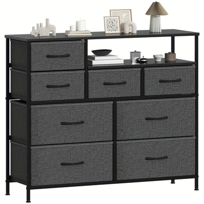Chest Of Drawers with 8 Drawer, Fabric Dresser with Wood Top, 8 Dresser Of Drawer, Large Storage Organizer Unit with 8 Drawers for Bedroom, Living Room
