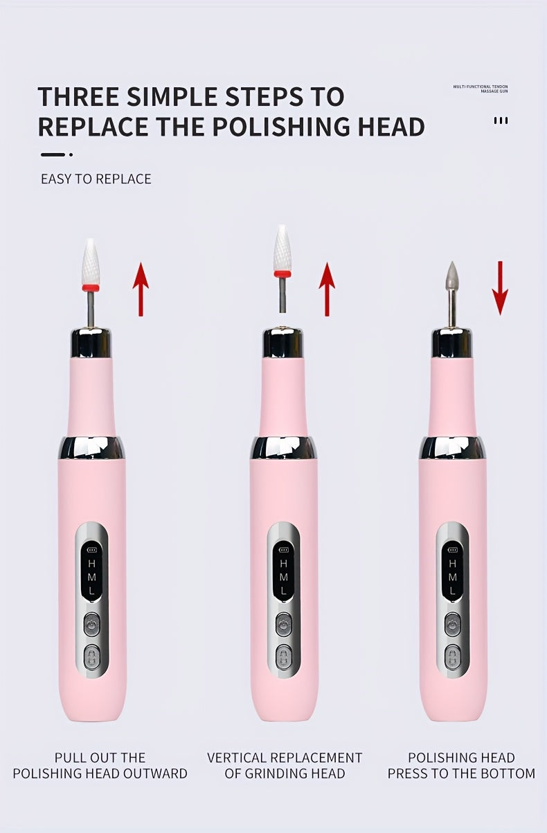 Datimes Cordless Electric Nail Drill Machine Professional with LCD Display & Drill Bits/Sanding Bands Suitable for Acrylic Gel Nails, Manicure/Pedicure Kit for Grinding, Polishing, Trimming, Suitable for & Salon Use, - Nail