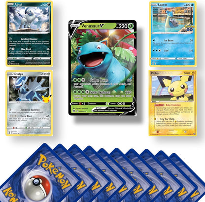 Genuine Pokémon Card Bundle, 20 Cards Including 4 Holo Rare Cards and 1 Ultra Rare EX, V, GX, VMAX, or VSTAR Card