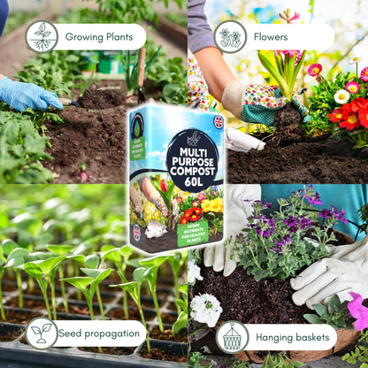 Pelle & Sol 10/20/40/50/60Ltr Multi Purpose Compost - Compost for Outdoor Plants & Soil for Plants Indoors - Potting Soil for Pots Plants Outdoor - All Purpose Nutrient Rich Fertiliser, Houseplant Potting Mix