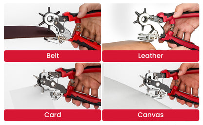 Leather Hole Punch Heavy Duty Rotary Belt Puncher with 6 Size and Ergonomic Non-Slip Handle for DIY, Craft Projects