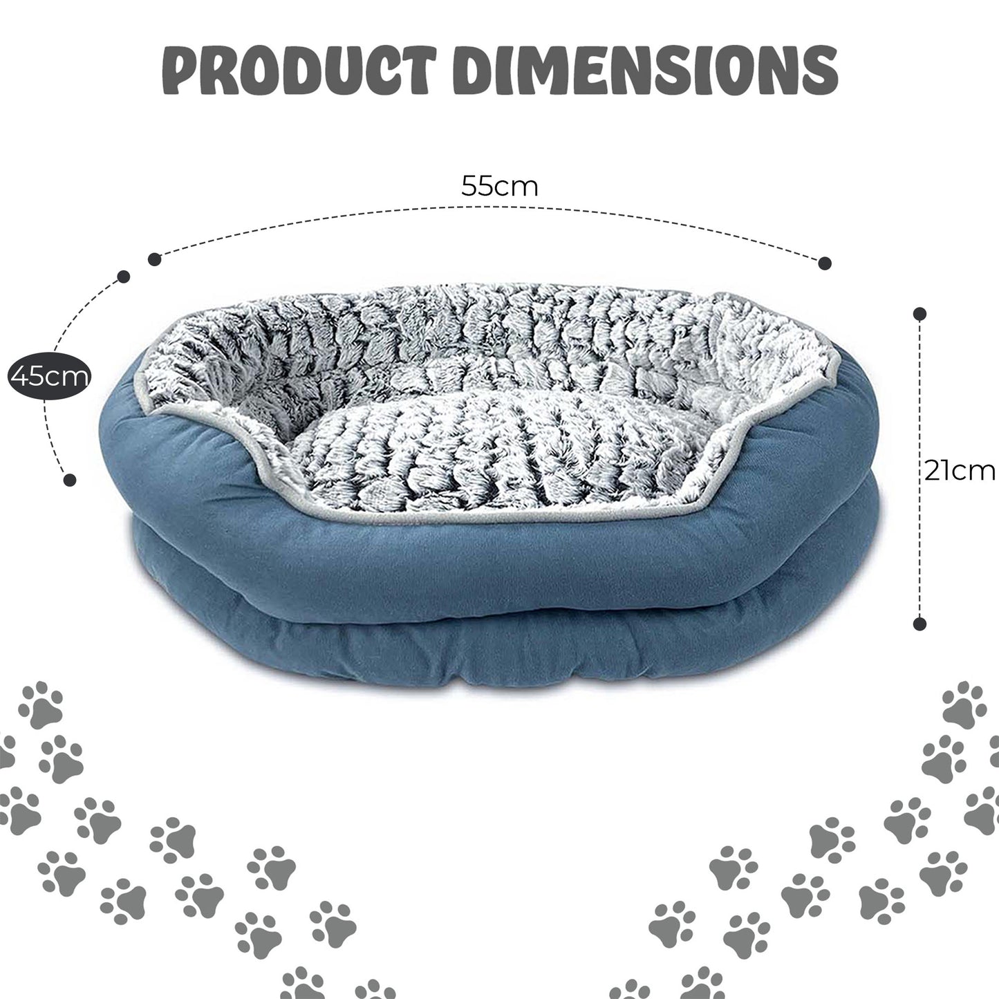 Dog Bed - Washable Rectangle Dog Beds, Anti-Anxiety, Soft Plush Non-Slip Bottom Pet Bed Mattress Mat Machine Washable