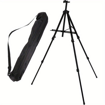 Aluminium Easel 52-160 cm Adjustable Field Easel Black Display Studio Easel Tripod Stand + Bag for Canvas Poster Wedding Sketching Painting, Foldable Lightweight Aluminum Alloy Easel Stand For Artwork, Posters, Chalkboards, And Shops