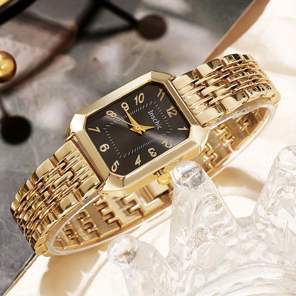 6pcs Exquisite Charming Women'S Quartz Watches, Square Dials, Heart Pendant Jewelry Set, Best Choice for Women'S Gifts, Year-Round Wear, Suitable for Any Occasion Wear/Gifting