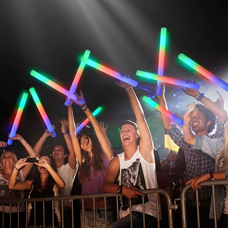 50pcs LED Foam Glow Sticks Wholesale - Party Set, Three-Color Flashing, Suitable for Weddings, Sports Events, Concerts, Camping, and Nighttime Glow Celebrations, the Best Supply Set for Party Activities