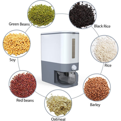 Rice Dispenser Container 10KG - Cereal Containers Storage with Measuring Cup, Sealed Moisture Proof Rice Bucket - Dry Food Grain Flour Soybean for Kitchen Pantry Household, BPA-Free