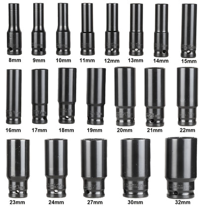10/20pcs, 1/2in, Deep Impact Socket Set, Portable Electric Wrench Socket Set, 10-24mm Caliber Hex Bit Tool Set, Local Stock Shipping, Deep Metric Socket Set, Long-Reach Wheel Wrench Nuts, Suitable for Industrial Repairs, Home Decoration, Automotive
