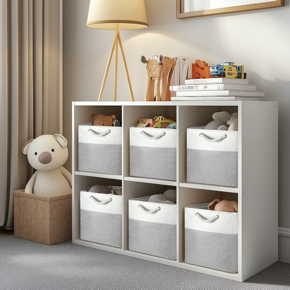 4x Collapsible Organiser 33x33x38 Cm Shelf Basket With Handles For Shelves Closets And Wardrobes Fabric Storage Basket