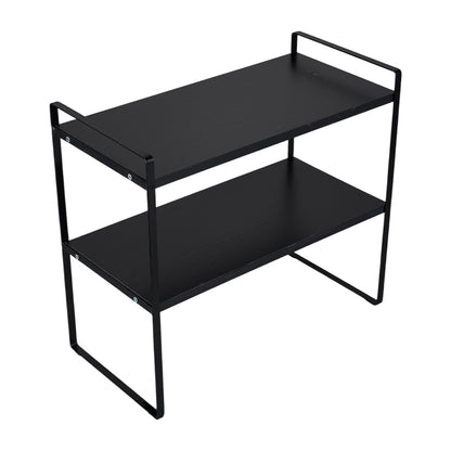 Multi-Tier Storage Rack, Mug Shelves for Desks, Black/White/Natural Wooden and Metal Countertop Organizer Shelf, Display Rack, Perfect for Dormitories Home Office Kitchen Bathroom