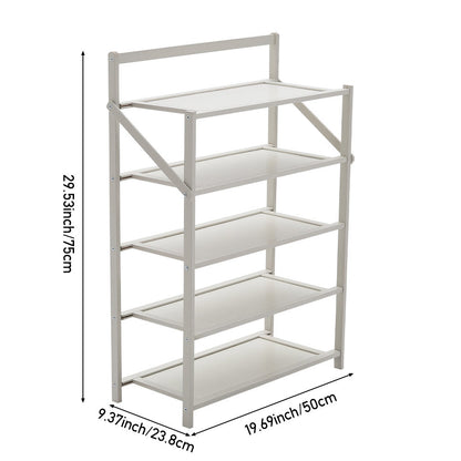 5 Tiers Bamboo Foldable Vertical Shoe Rack, Multifunctional Free Standing Shoe, Portable Space Saving Convenient Small Shoe Racks, Without Installation for Hallways Outdoor Entryway