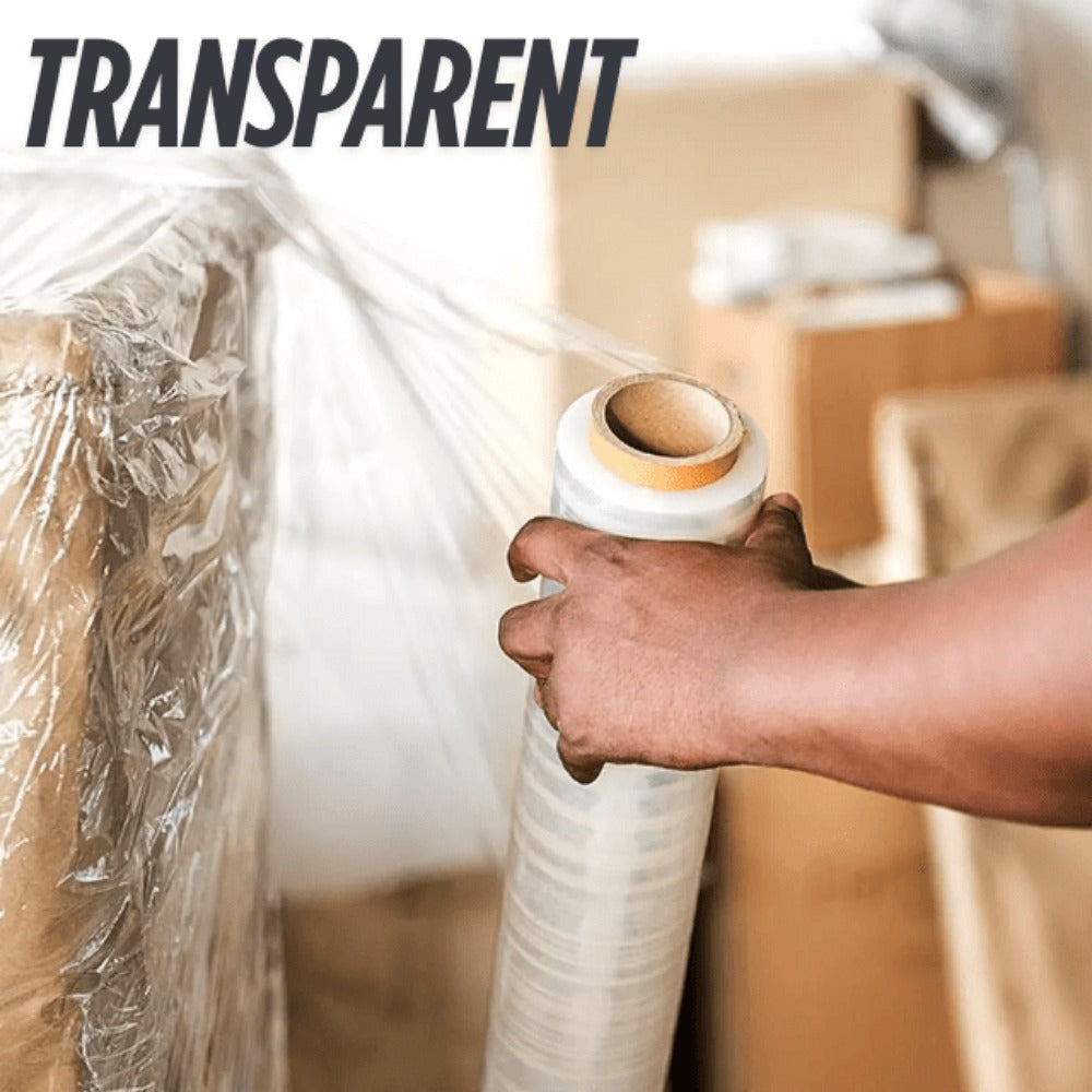 Pallet Wrap Stretch Film 400mm x 250m – 3 Rolls Clear Heavy Duty Self-Adhering Shrink Wrap, Tear Resistant & Waterproof for Moving, Storage & Packaging