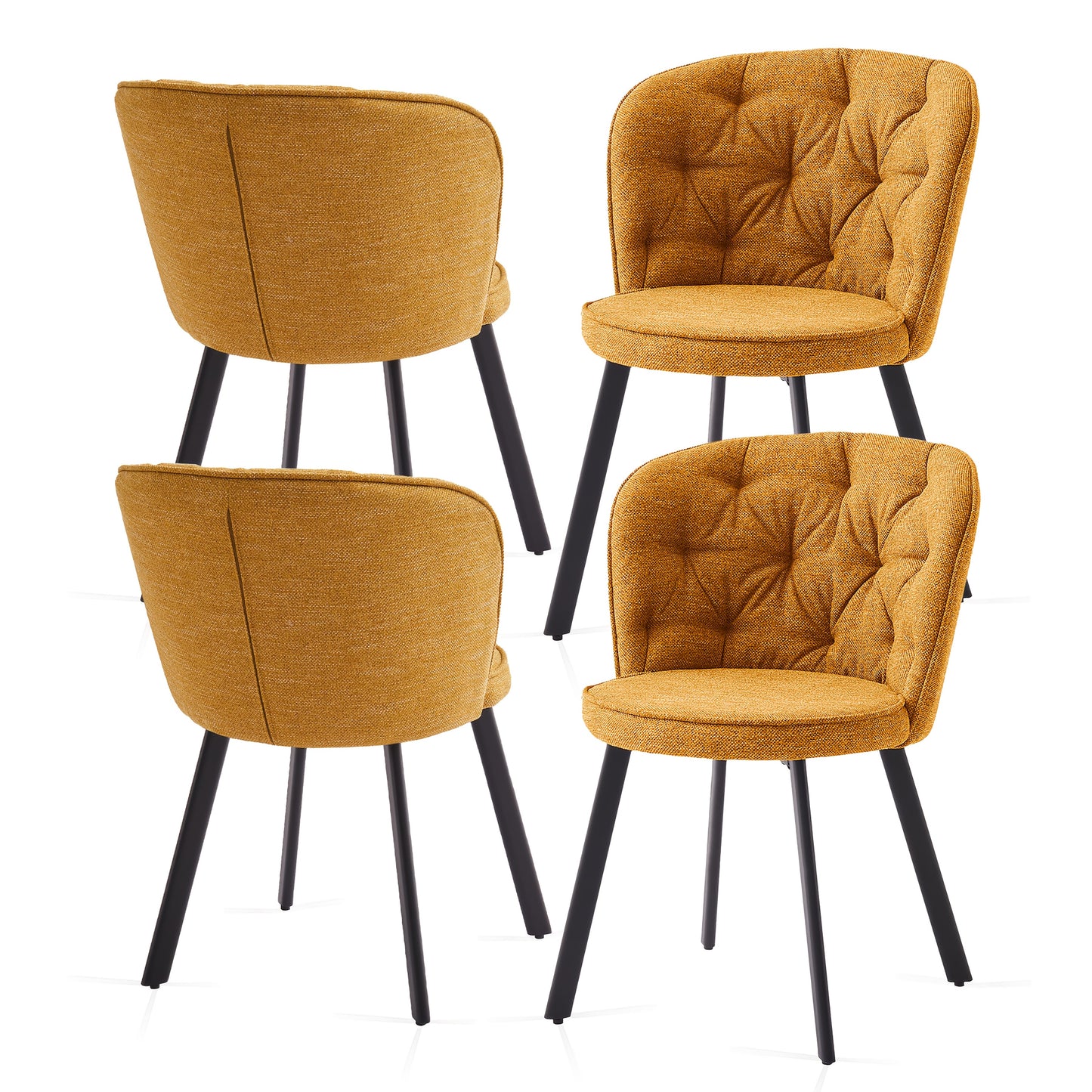 [Modern Fabric Dining Chairs] Set of 2/4 Modern Fabric Dining Chairs | Upholstered High Back with Padded Seat, Sturdy Black Tube Legs - Comfy Kitchen Chairs for Dining Room, Lounge, or Bedroom