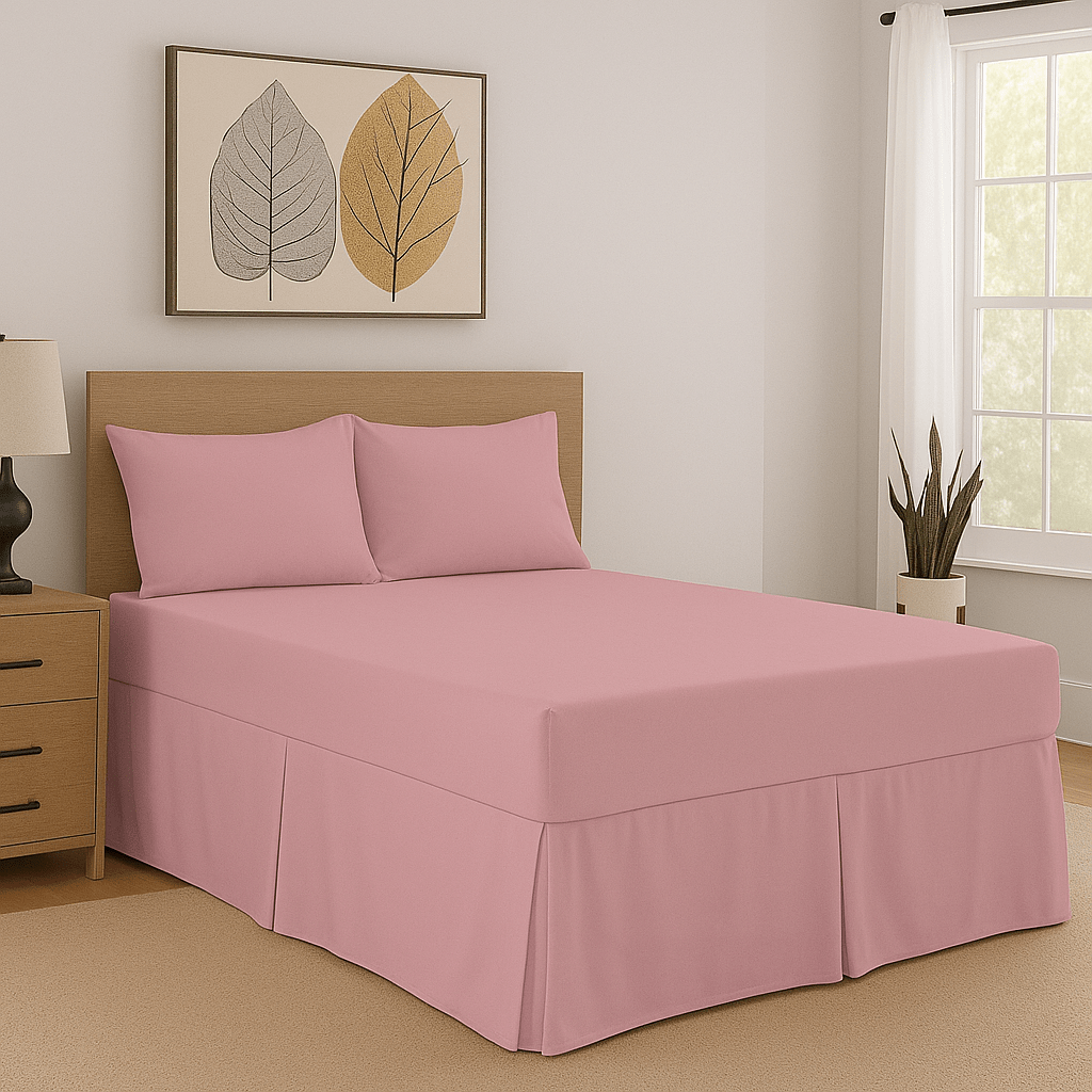 Base Valance Sheets Easy Care Plain Box Pleated Platform Bed Sheets in All Size