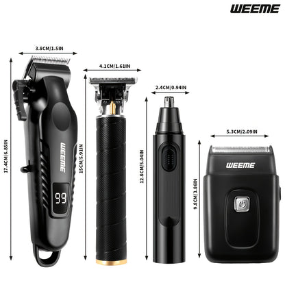WEEME Hair Clippers 4pcs 3pcs 2pcs Black Golden for Men Professional, Beard Trimmer Kit, Cordless Clippers And Trimmers Set, Electric Razor Shavers And Nose Trimmer, Mens Grooming Kit for Barber, Valentines Day for Him Father'S Day Gift for Men