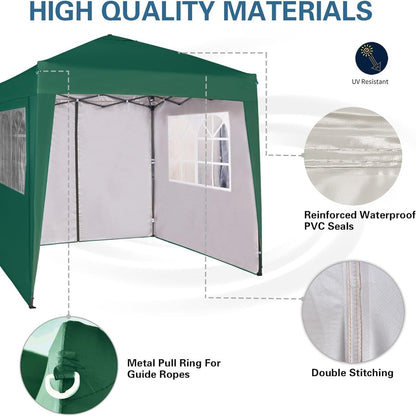 Pop-up Gazebo 2m x 2m With Sides Silver Protective Layer Waterproof Marquee Canopy