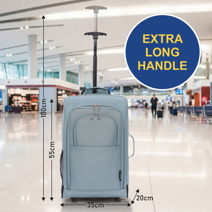 5 Cities 21” / 55cm Lightweight Carry On Travel Cabin Trolley Bag with Wheels, Cabin Approved Hand Luggage, 2 Year Warranty – Black