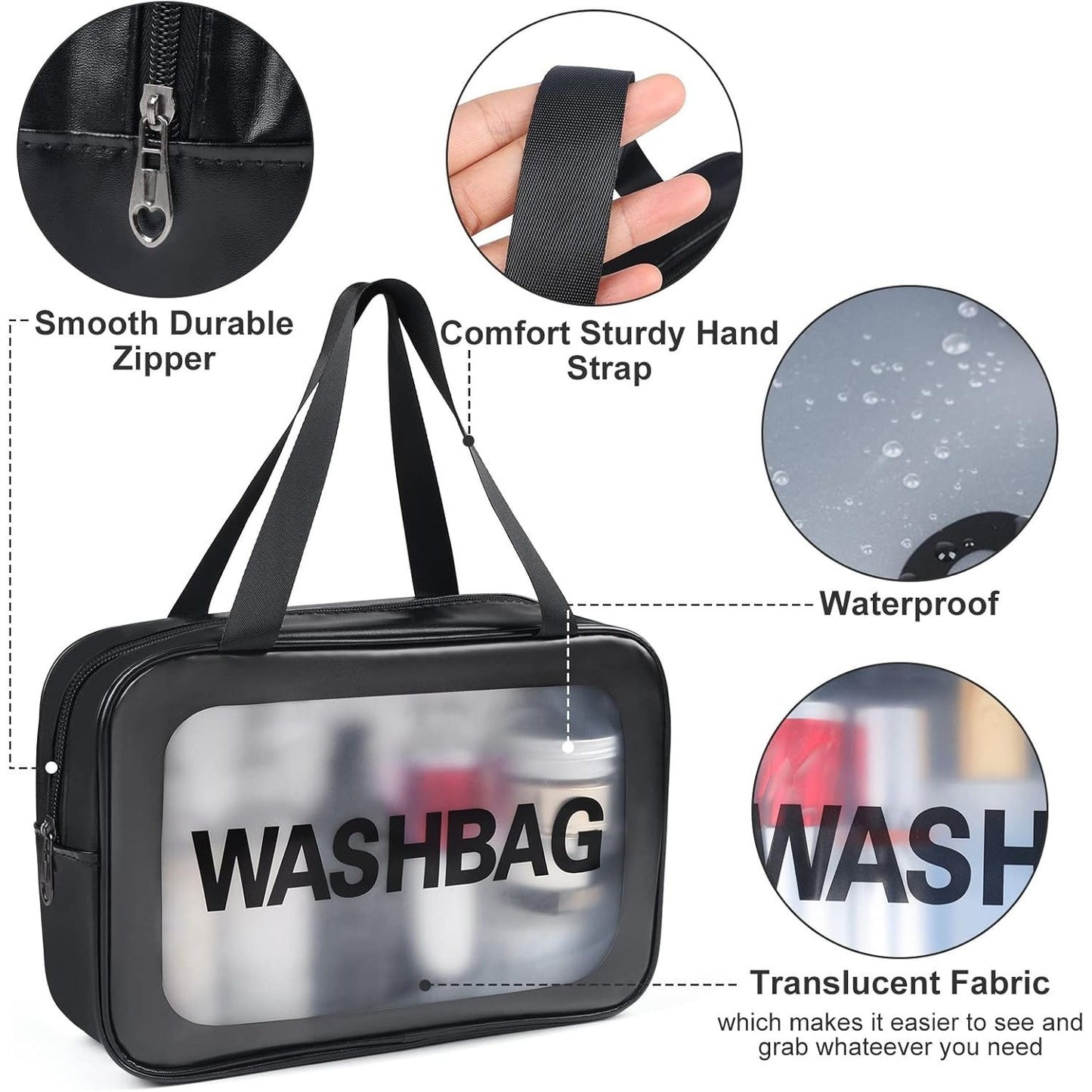 4pcs Clear Travel Toiletries Bag for Women, Travel Toiletry Bags Clear Wash Bag for Toiletries, PVC Waterproof Makeup Bag for Women and Girls