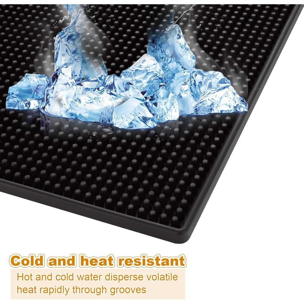3 PCS Silicone Bar Mat, 18 x 12 Inch Silicone Bar Service Mat, Non Slip Bar Spill Mat for Kitchen, Coffee Shops, Restaurants, Black