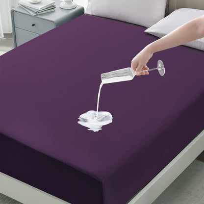 Waterproof Fitted Bed Sheet Deep Pocket Mattress Protector Cover | Soft Breathable Noiseless Fitted Sheet for Bedroom, Hotel & Home | Machine Washable Elastic Bed Cover Fits Up to 30cm Mattress