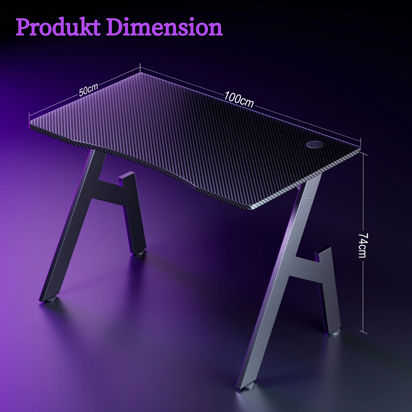 Gaming Desk, Computer Gaming Desk, Gaming PC Desk for Home Office, A Shaped Gaming Table with Cup Holder and Headphone Hook, Simple Assembly, Black