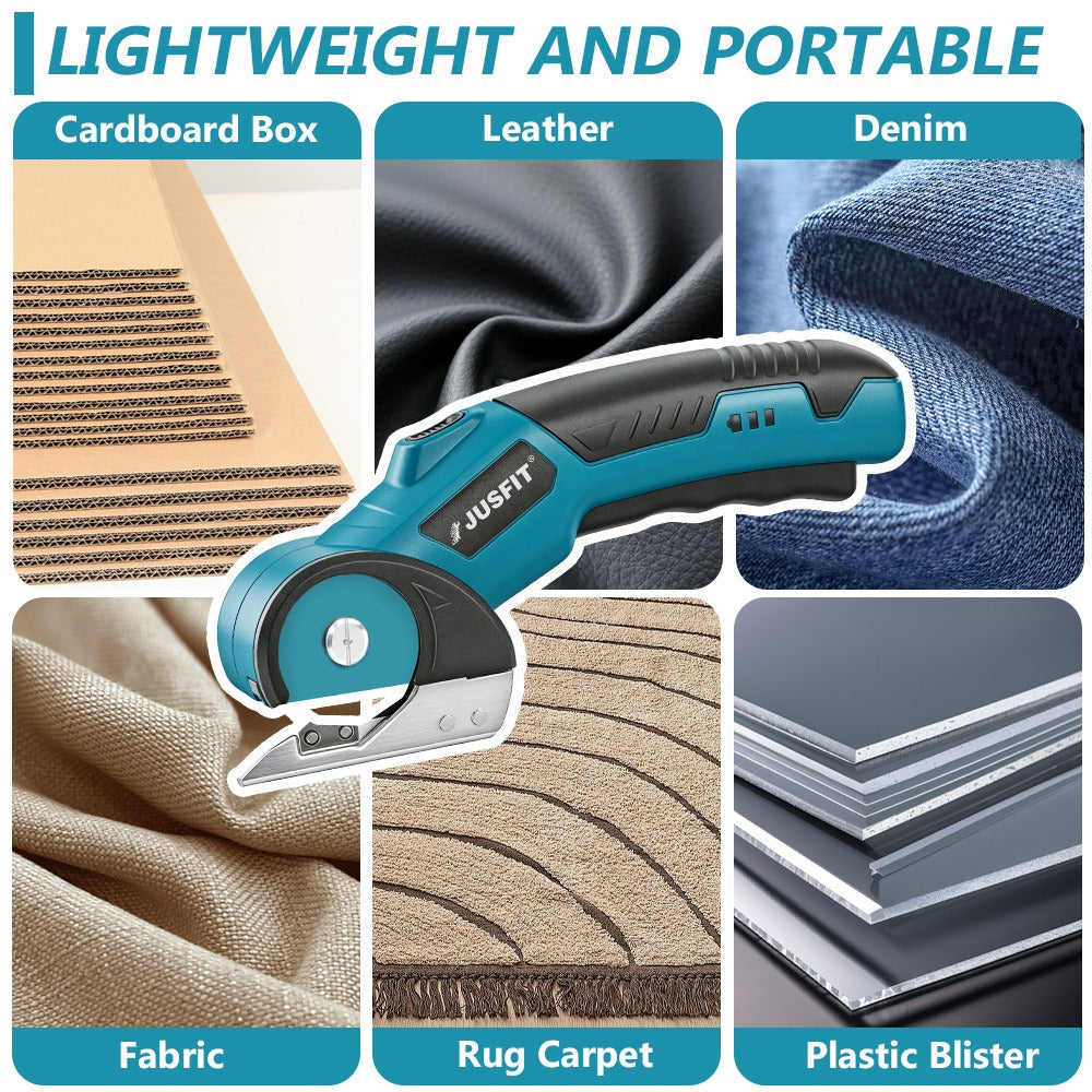Electric Scissors Cordless Rechargeable USB Fabric Scissors with Safety Lock for Sewing Crafting Leather Carpet Cardboard DIY Garden