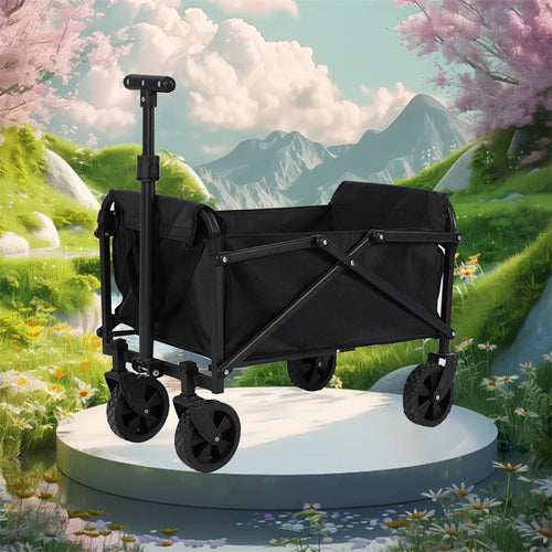 Heavy-Duty Collapsible Utility Wagon Cart - All-Terrain Folding wagon with Large Capacity (149.69 KG), Heavy-Duty Steel Frame & Oxford Fabric Construction, Large All-Terrain Wheels, Foldable Design for Camping, Beach, Grocery, Gardening, Tailgating - Port