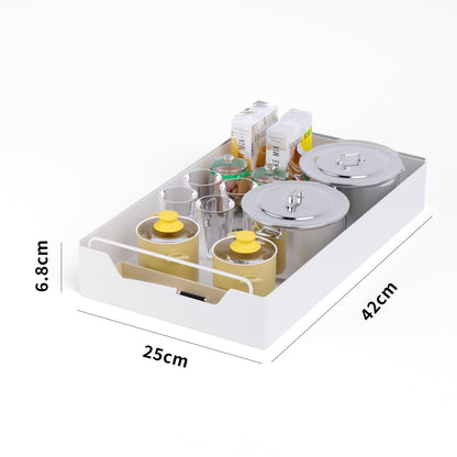 1/2pcs Pull Out Organizer, Multi-Functional Organizer, Fixed With Adhesive Nano Film, Easy To Store And Clean Built-In Drawer Design Storage Holder, For Kitchen And Bathroom, Home Organizers And Storage, Home Supplies