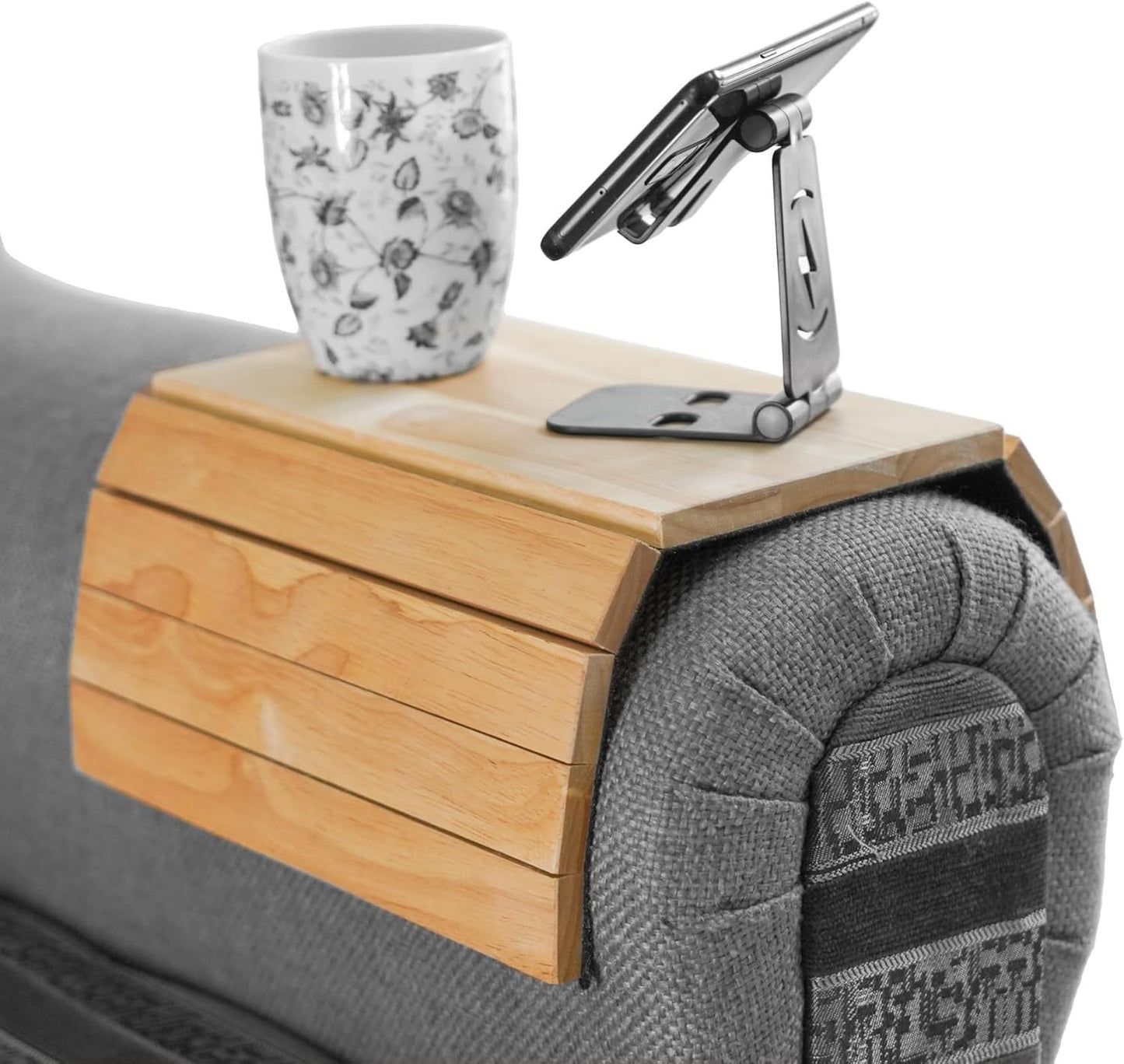 WINSOME Wooden Sofa Arm Tray Foldable Sofa Tray Couch Armrest Table Flexible Arm chair Tray Perfect for Drink Snacks, Magazine, and Remote