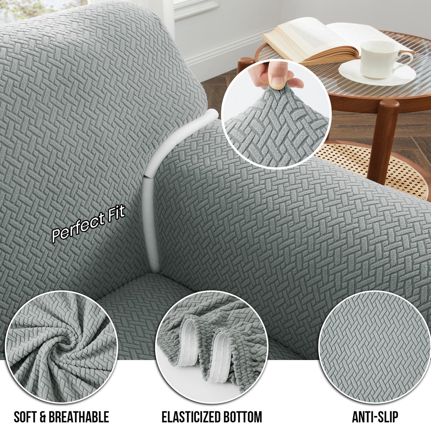 1pc Stretchable Spandex Elastic Sofa Cover – 1, 2, 3 Seater Polyester Spandex Furniture Protector, Anti-Slip Grip & Pet-Friendly, Machine Washable, Perfect for Living Room & Home Decoration