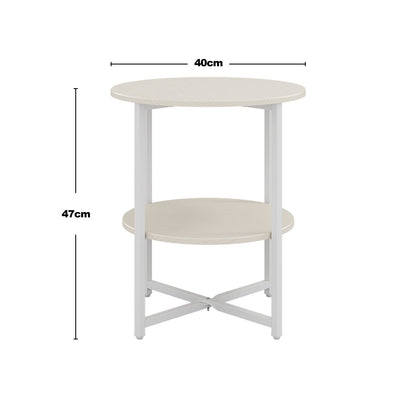 2-Tier Round Side Table - Multi-Level Storage Coffee Table for Plants/Lamps, Space-Saving Sofa/Bedside Organizer (15.75×15.75×18.5")