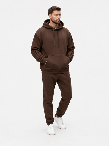 Men'S Outfit Two-Piece Set Featuring a Hooded Long-Sleeve Sweatshirt And Long Pants Solid Colour Knit Fabric Tracksuit, Regular Fit, Perfect Gift for Men, Daily & Outdoor Wear Large Pockets Matching For All Seasons S-XL