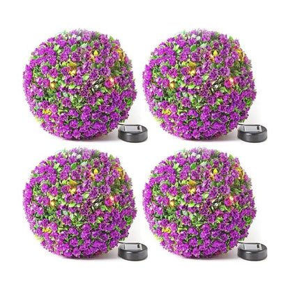 Solalite® 1Pack/4Pack Solar Topiary Balls – 28cm Round Artificial Ball Plants Outdoor with 20 Solar Led Lights, Garden Hanging Balls Sphere Decorative For Wedding, Christmas, Backyard, Balcony, Garden Decor