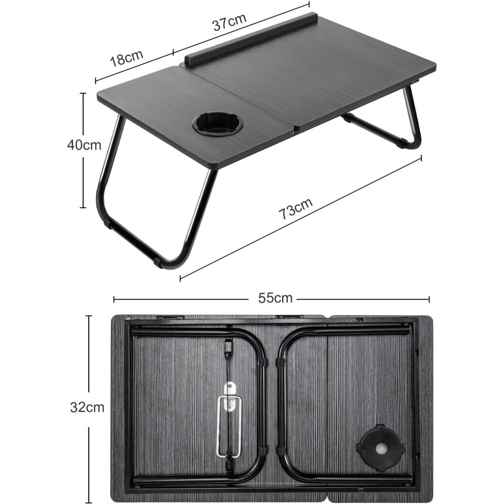 Foldable Laptop Desk, Adjustable Laptop Table with Cup Holder, Portable Bed Tray Table for Working, Reading, Eating, and Studying, Ergonomic Notebook Stand with Non-Slip Design