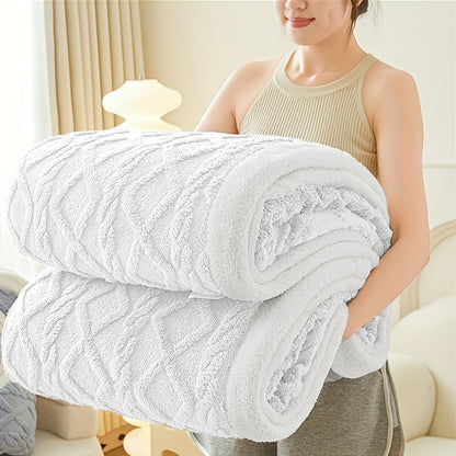 Thickened Throw Blanket, Soft, Cozy Geometric Pattern, Lightweight & Durable for Office Naps, Sofa, Dorms, Gift - 300-350GSM, Machine Washable, Perfect for All Seasons, Local Warehouse
