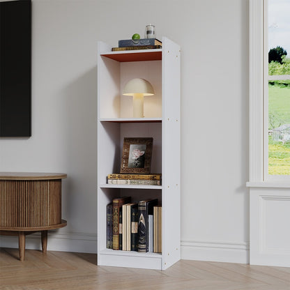 2/3/4 Layers Tall Storage Unit Small Bookcase Wooden Storage Cabinets Book Shelf, Modern White Wooden Bookcase – Tall & Skinny Bookshelf Cube Shelves Storage Unit for Living Room, Bedroom, Hallway, Office, Entrance